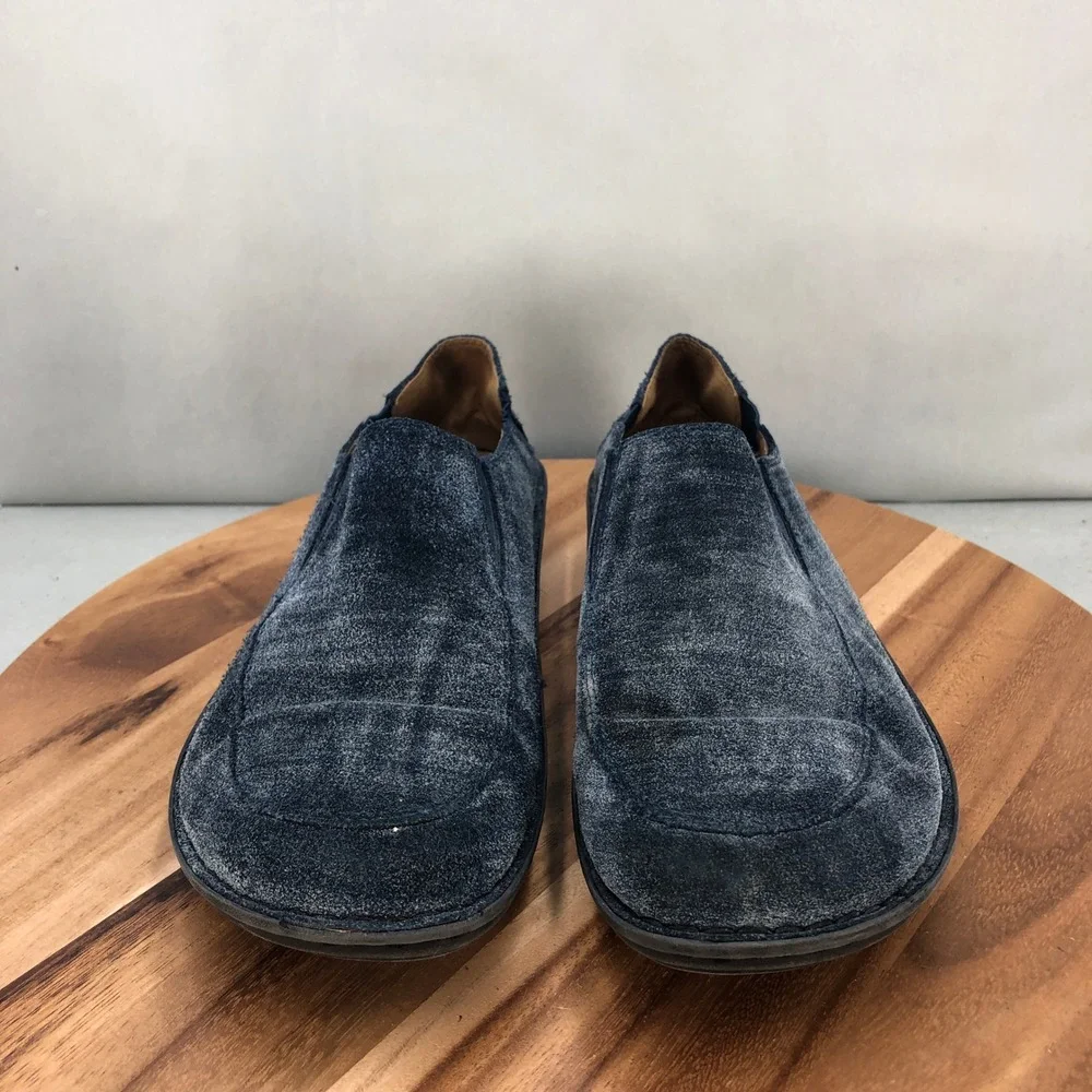 Alegria Schuster Mens Navy Blue Suede Slip On Comfort Loafers Shoes Size 44 / 10